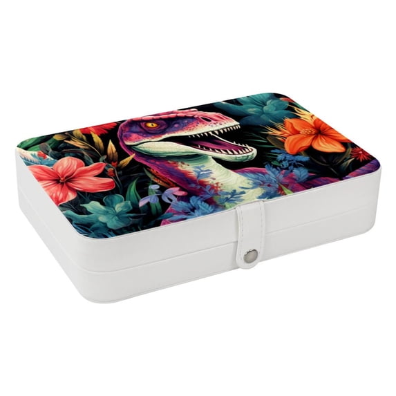 Dinosaur Portable PU Leather Jewelry Organizer with Removable Compartment, Necklace Holder, Bracelet Holder, and Jewelry Boxes