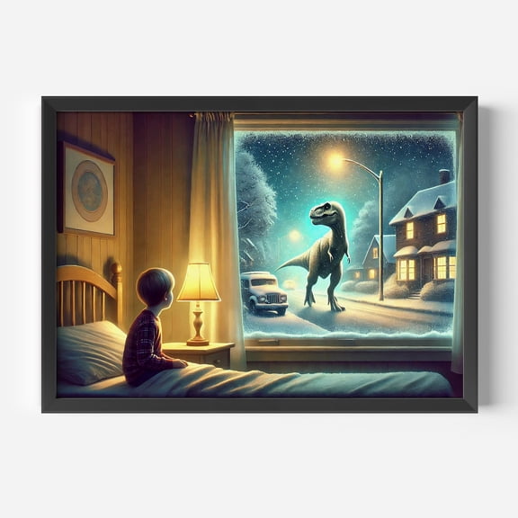 Dinosaur Poster 1980s Dinosaur Wall Art Trex Poster Home Decor, UNFRAMED Size 16x16