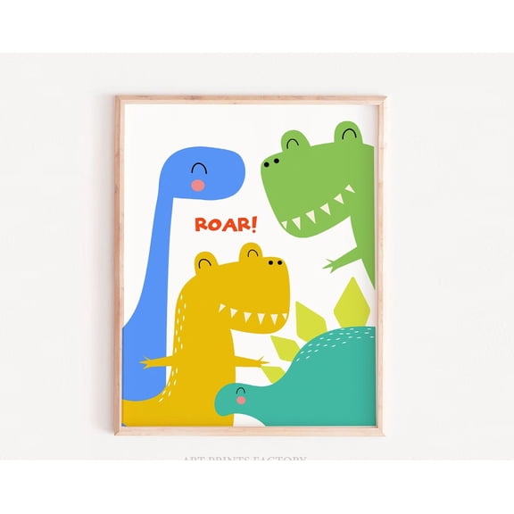 Dinosaur Poster, Dinosaur Friends, Dino Poster, Boys Room, Cute Dinosaur, T-Rex Poster, Dinosaur Decor, Dinosaur Nursery, Dino Lover Wall Art, Modern Wall Decor, 24x36 UNFRAMED
