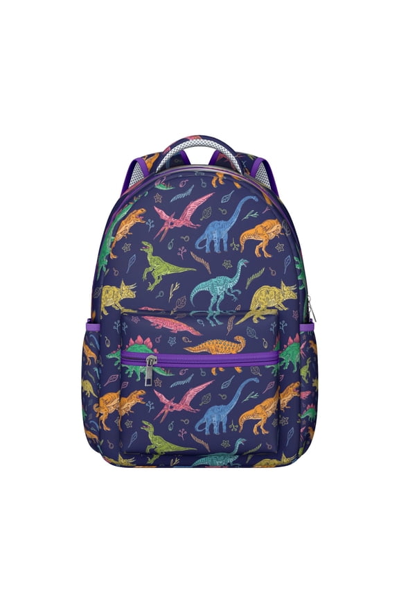 "Dinosaur Print All-Day Backpack - Durable School Backpack for High School & College, Waterproof Laptop Backpack with Organization Pockets, Trendy Design"