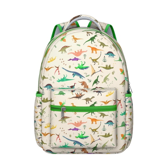 Dinosaur Print Bookbag - Waterproof Backpack for College & Work, Padded Laptop Holder, Adjustable Straps, Roomy Design