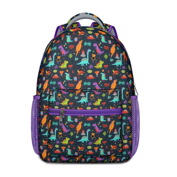 Dinosaur Print Design Backpack - Colorful & Durable Student Bag with Roaring Dino in Nature Theme