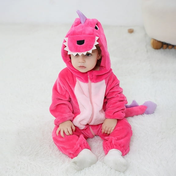 Dinosaur Print Girls Flannel Sleepwear Lightweight Romper Pajamas For Toddlers And Kids Comfortable Soft Fabric Playful Design