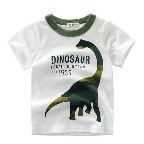Dinosaur Print Kids Tops Toddler Kids Boys T Shirts Short Sleeve Camouflage Crewneck Tee Cute Cartoon Summer Children Clothes For 4-5 Years