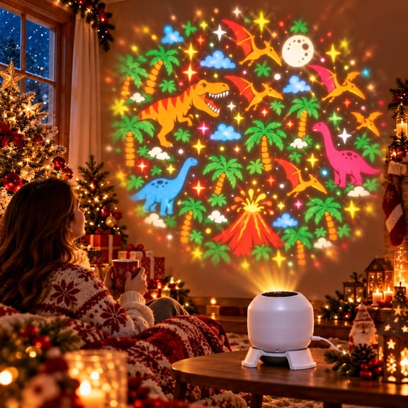 Dinosaur Projector Bedroom Lamp sets a calm mood in any room at home for quiet evenings and slow weekends