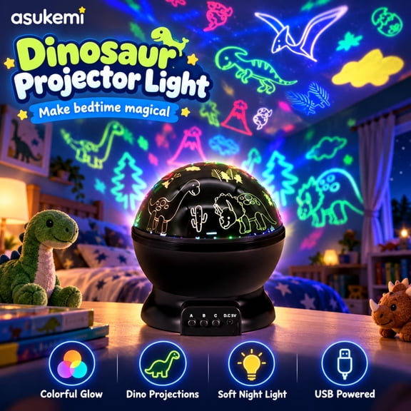 Dinosaur Projector Light, Night Light for Bedroom with Dinosaur Projection Lamp, Ceiling Projector for Kids Room