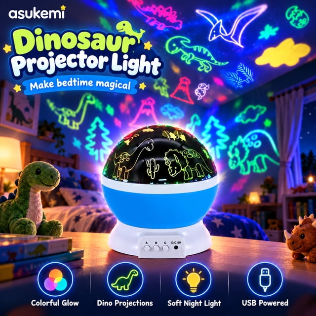 Installed Projector Dinosaur Projector Light, Night Light for Bedroom with Dinosaur ...