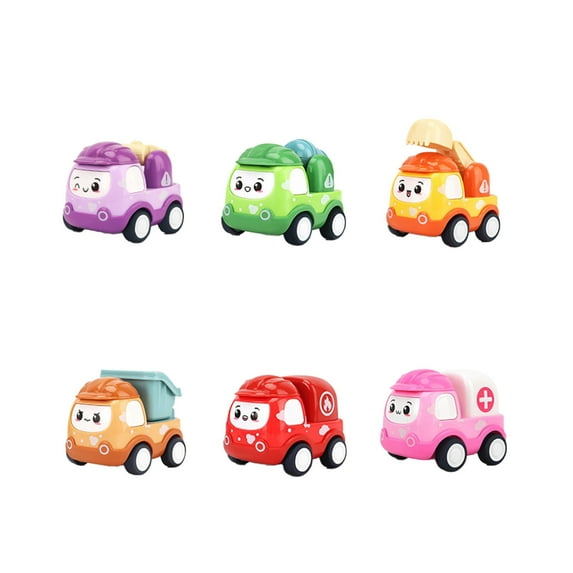 Dinosaur Pull Back Car Set, Colorful Regenerative Engineering Vehicle, No Battery Needed, Cute Simulation Car for Collecting and Racing (7.6x5.1x1.9 inch)