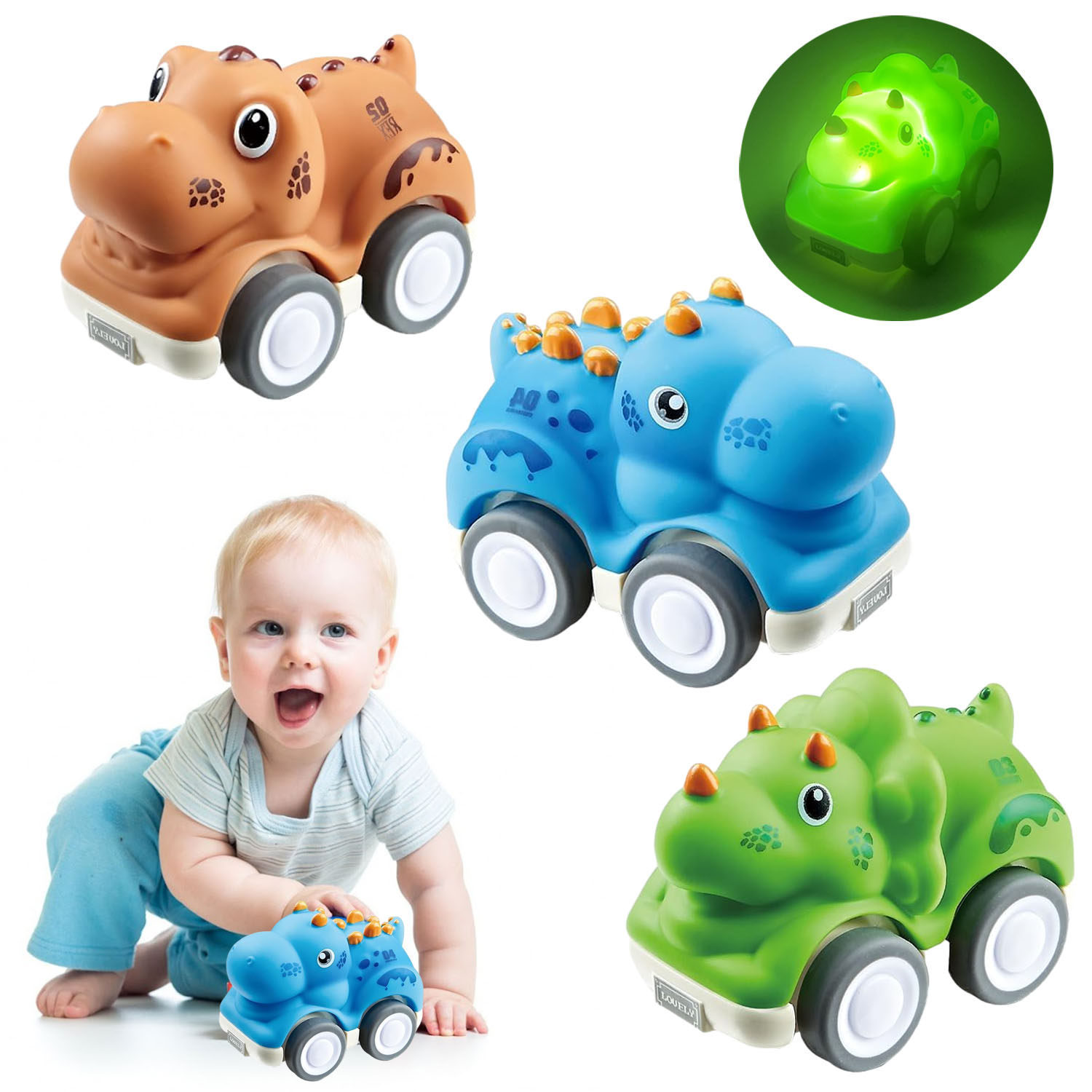 Dinosaur Toys for 1 2 3 4 5 Year Old Boys, Pull Back Cars Toys  for Toddler 1-3, Dino Cars for Kids 3-5 Year Old Christmas Birthday Gifts