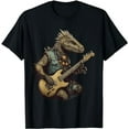 thumbnail image 1 of Dinosaur Punk Dino Funny Velociraptor Playing Guitar T-Shirt, 1 of 5