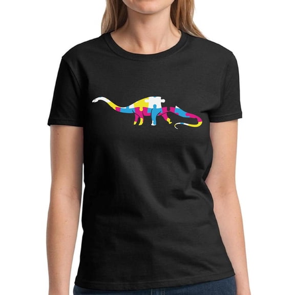Dinosaur Puzzle Autism Shirt Women Gifts for Her - S M L XL 2XL 3XL Ladies Graphic Tee