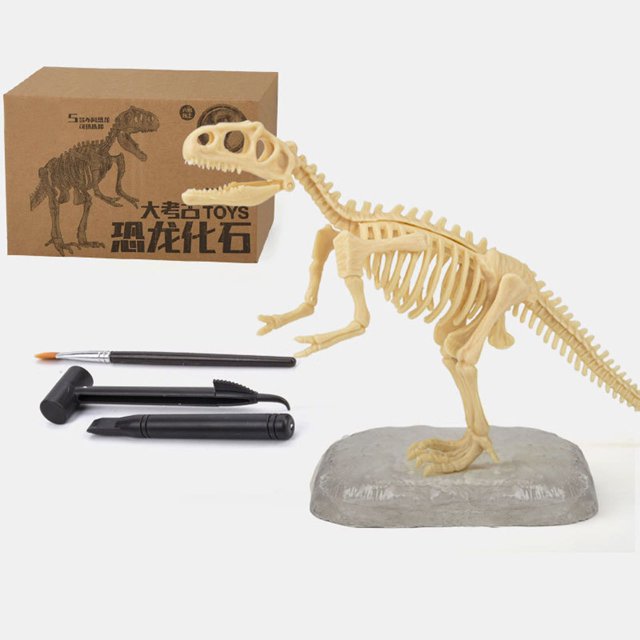 Dinosaur Puzzle, With Small Plastic Tools (Hammer, Chisel, Brush) To