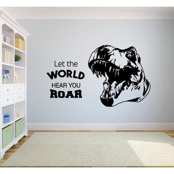 Dinosaur Quotes Dinosaurs Roar Dino Jurassic World Wall Sticker Art Decal for Girls Boys Kids Room Bedroom Nursery Kindergarten House Fun Home Decor Sticker Wall Art Vinyl Decoration Size (8x10 inch)