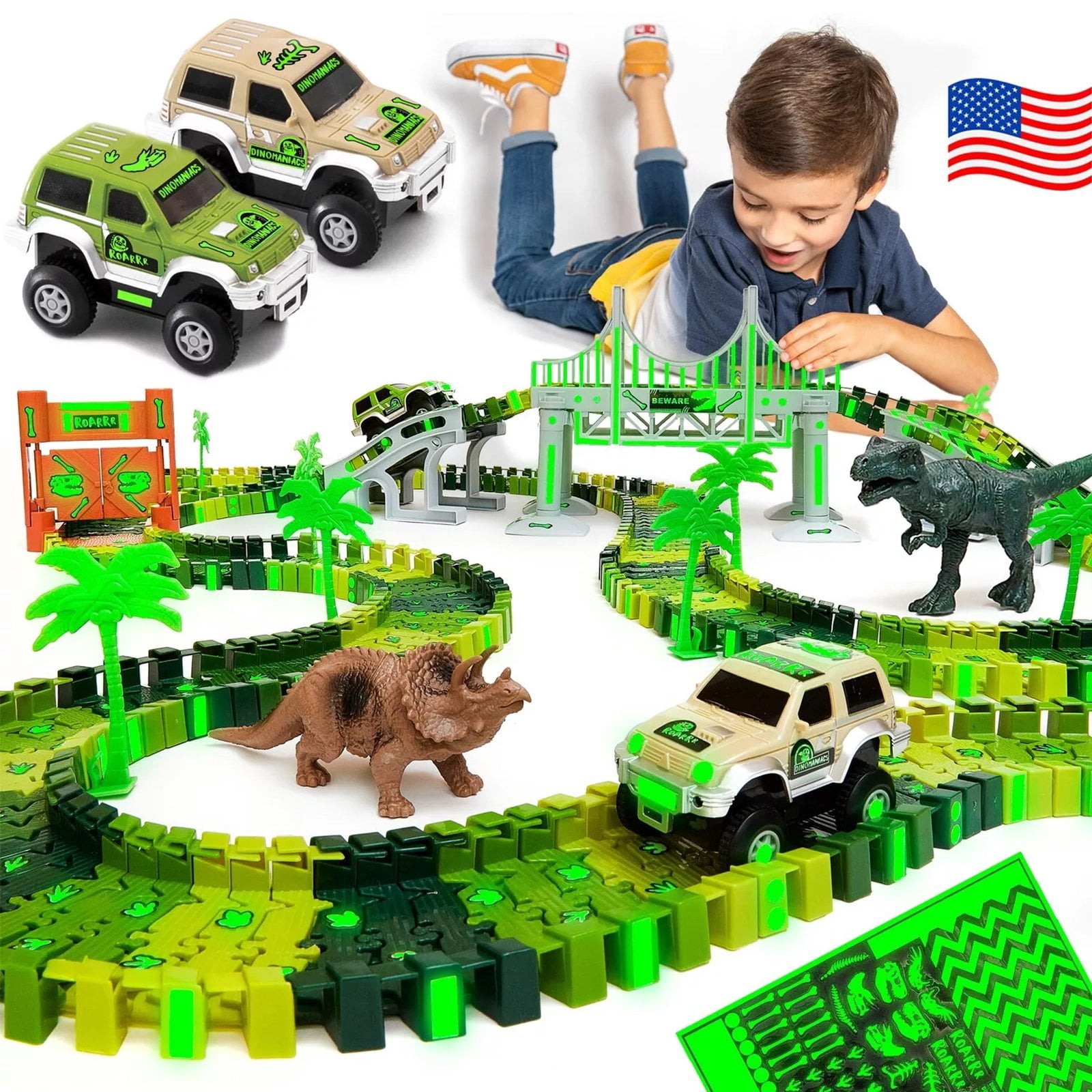 Dinosaur Racing Track Slot Car Learning Toys Gifts For Boys Kids ...
