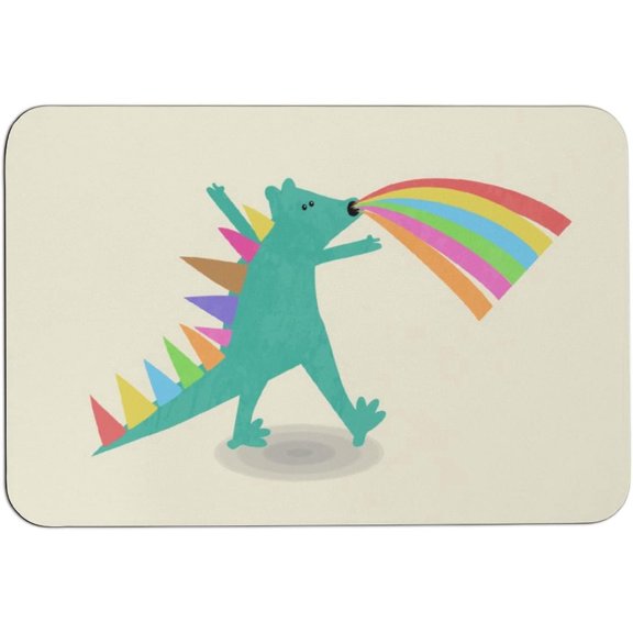 Dinosaur Rainbow Bathroom Mat Super Absorbent Quick Dry Washable Low Profile Doormat for Bathroom Kitchen Office 16x24 Inch