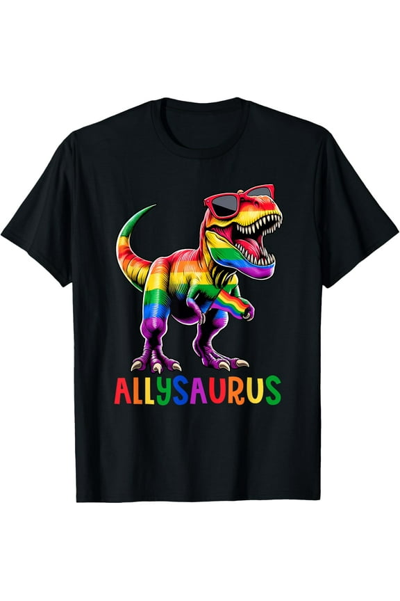 Dinosaur Rainbow Flag Ally LGBT Allysaurus LGBT Pride T-Shirt Tee