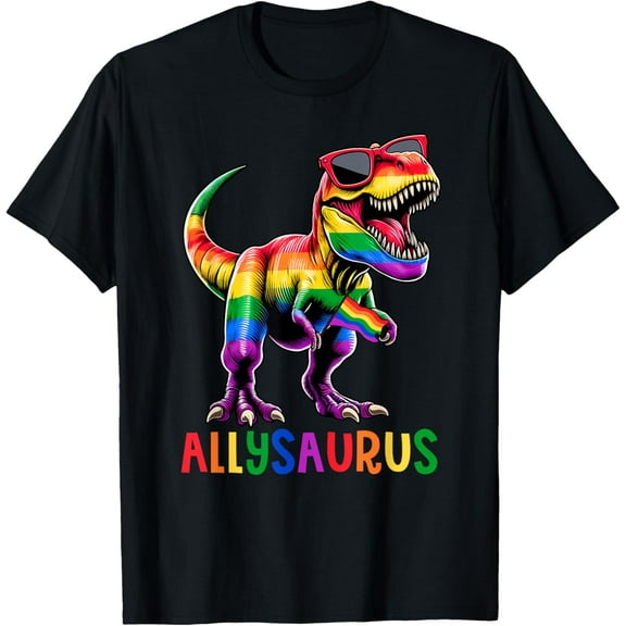 Dinosaur Rainbow Flag Ally LGBT Allysaurus LGBT Pride Vintage Gifts T-shirt