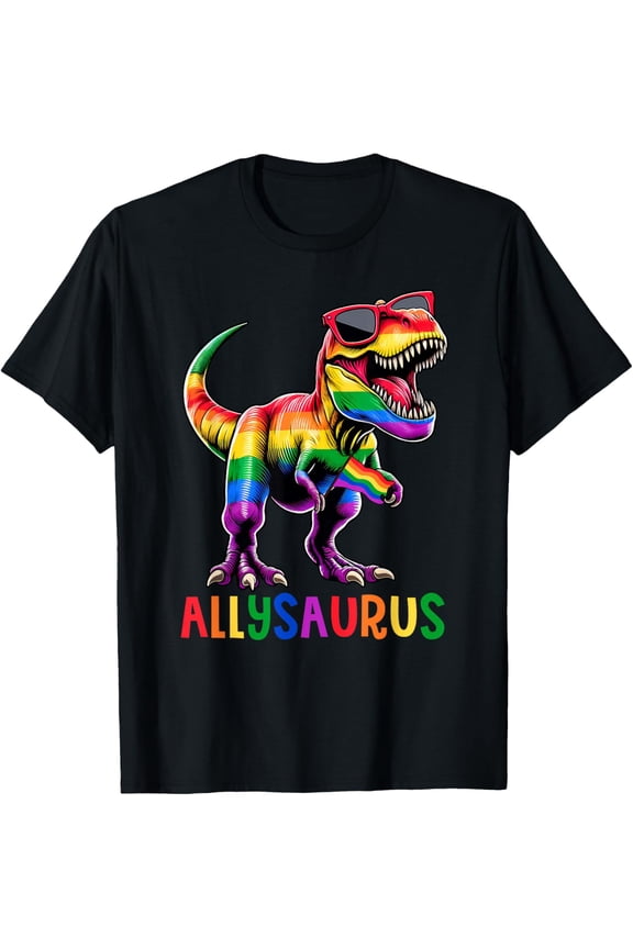 Dinosaur Rainbow Flag Ally LGBT Allysaurus LGBT Pride Vintage Gifts T-shirt