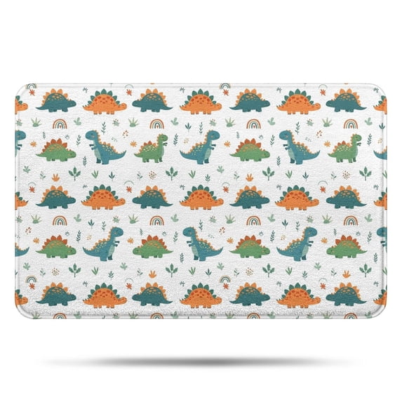 Dinosaur and Rainbow Pattern Bathroom Rugs Mat,Non Slip Microfiber Bathroom Rug,Rubber Backing,Soft Bathroom Mats for Bathroom Floor,Tub and Shower,17x27in(43x68cm)