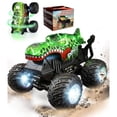 thumbnail image 1 of YCFUN RC Monster Truck Toy with 360° Spins, Music and LED Car Shell & Wheels, Dinosaur Toy RC Car for Kids Boys Ages 3+ (Green), 1 of 5