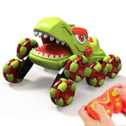 Dinosaur Remote Control Car with Simulated Sound,Spray&Light,2.4Ghz RC Drift Monster Truck,Green