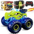 thumbnail image 1 of Remote Control Monster Truck for Kids, 2.4GHz RC Car with 360° Stunts, Spray Mist, LED Lights & Sounds, All Terrain Off-Road Vehicle, Birthday Gift for Boys & Girls Ages 3+（green）, 1 of 7