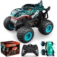 thumbnail image 1 of YCFUN Dinosaur Remote Control Car, RC Monster Truck with LED & Music, 360° Stunt RC Car for Boys Kids Ages 3-8, Dinosaur Toy Gift for Kids (Blue), 1 of 7