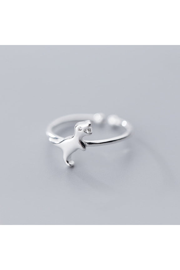 Dinosaur Ring Adjustable 925 Silver Open Ring Korean Style Animal Zodiac Jewelry For Women Gift Idea Elegant Accessory