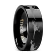 thumbnail image 1 of Dinosaur Rings Raptor Velociraptor Ring Prehistoric Paleo Engraved Flat Black Tungsten Ring - 4mm - 12mm, 1 of 1