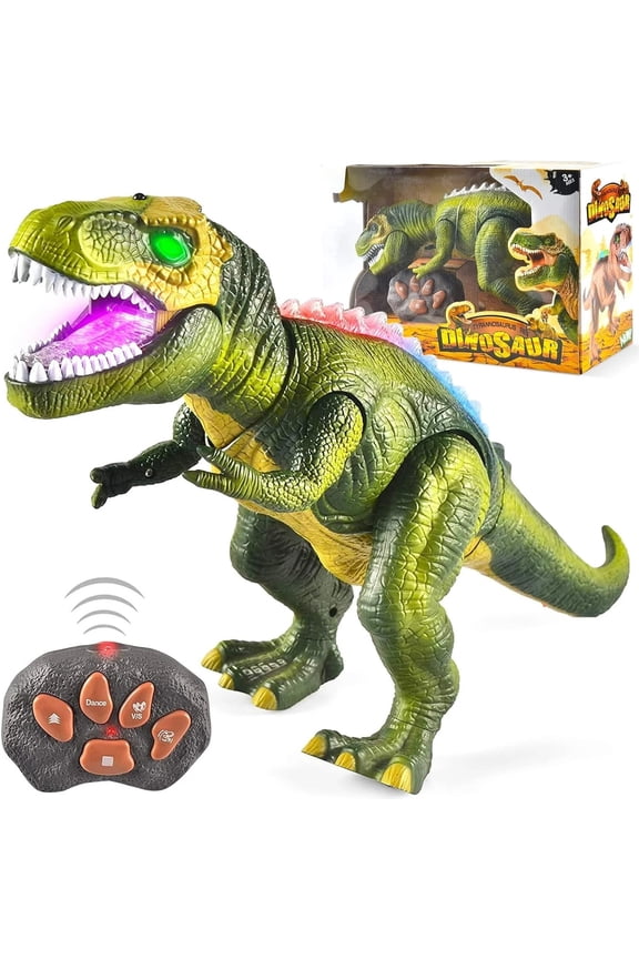 Remote Control Walking Dinosaur for Kids 3-5, Robot Dinosaur Toy with Light and Realistic Roaring Sound, Electric Animal Toy, Christmas Birthday Gift for Boys