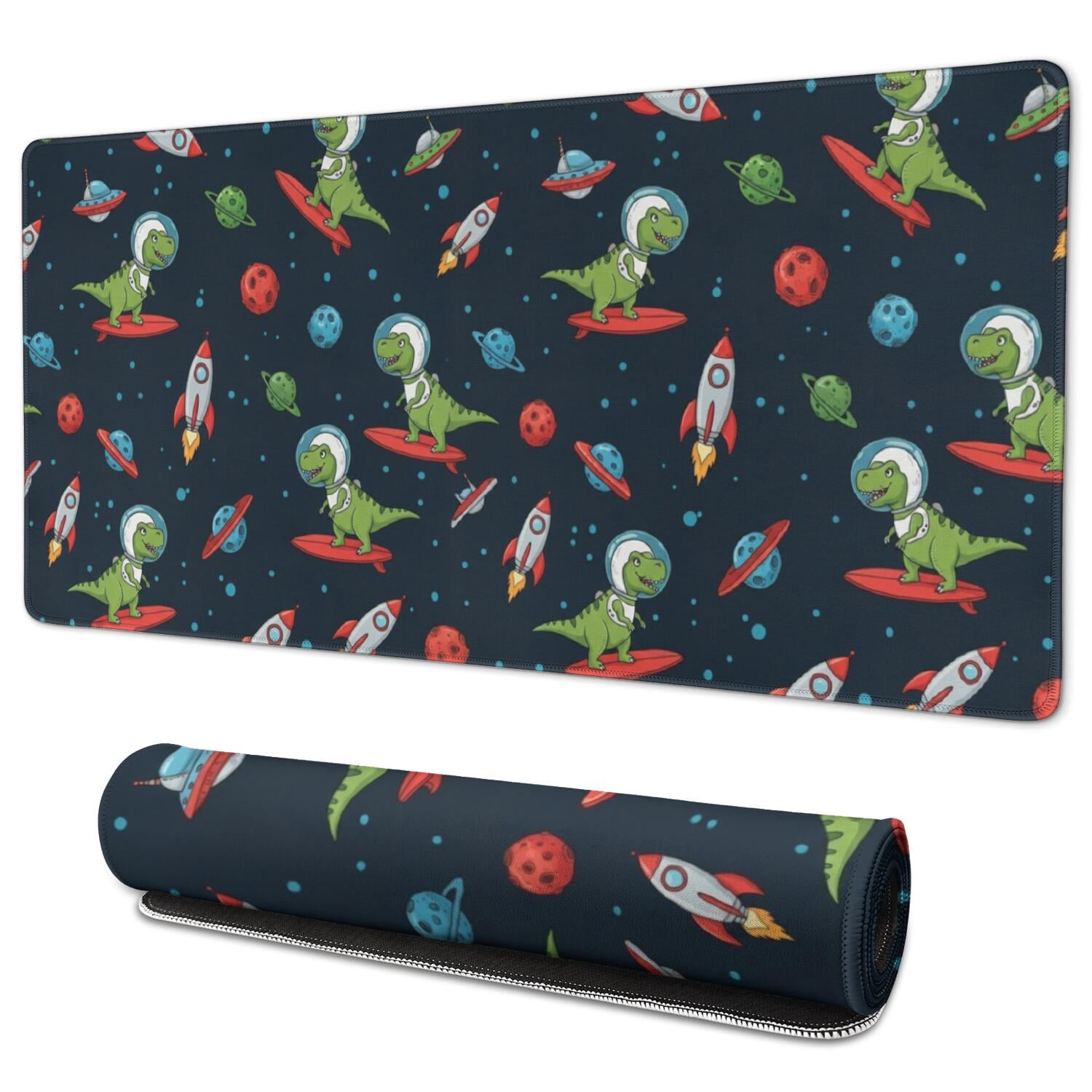 Jumbo Rockets Candy Dinosaur and Rocket Navy Blue Extended Large Mouse Pad, Keyboard Mouse ...
