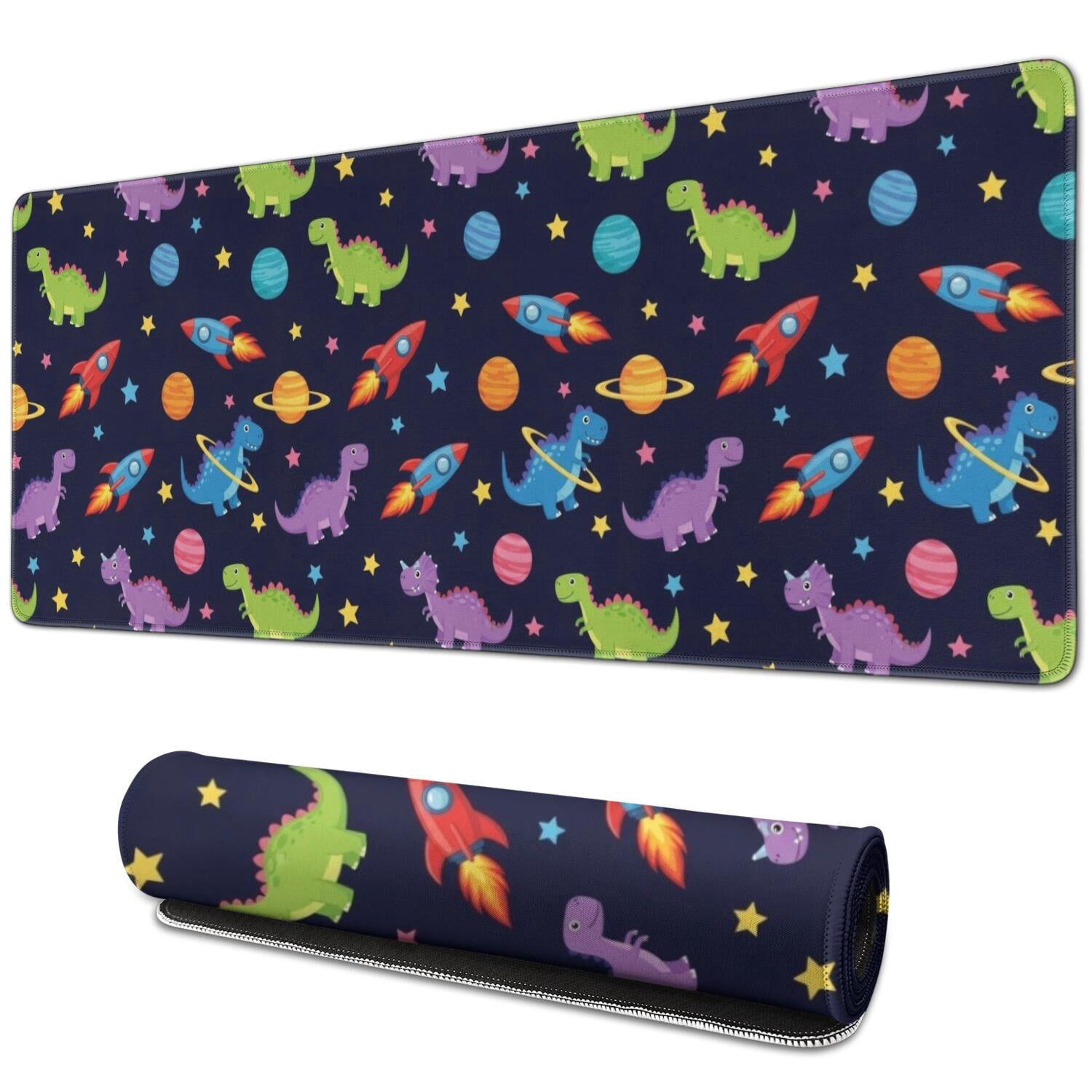 Jumbo Rockets Candy Dinosaur and Rocket Navy Blue Extended Large Mouse Pad, Keyboard Mouse ...