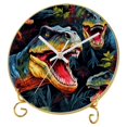 Dinosaur Round Printed Wall Clocks with Hooks and Gold Stand Silent