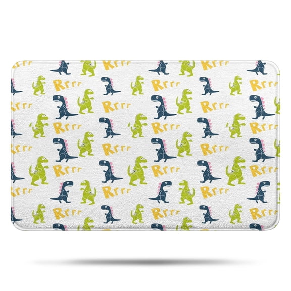 Dinosaur with Rrrr Pattern Bathroom Rugs Mat,Non Slip Microfiber Bathroom Rug,Rubber Backing,Soft Bathroom Mats for Bathroom Floor,Tub and Shower,17x27in(43x68cm)
