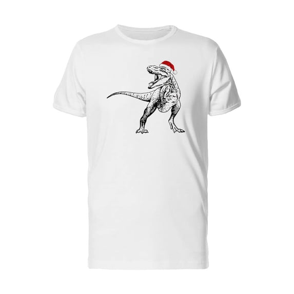 Dinosaur Santa Hat Pen Style T-Shirt Men -Image by Shutterstock, Male XX-Large