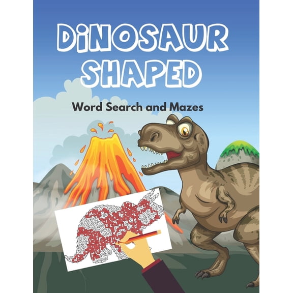 Dinosaur Shaped Word Search and Mazes: Puzzles for Kids age 9-12