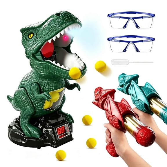 Tigozz Dinosaur Shooting Game with Electronic Scoring Target and Mist Spray, Outdoor Indoor Toys with 2 Air Pump Guns for Boys Girls Age 3-8