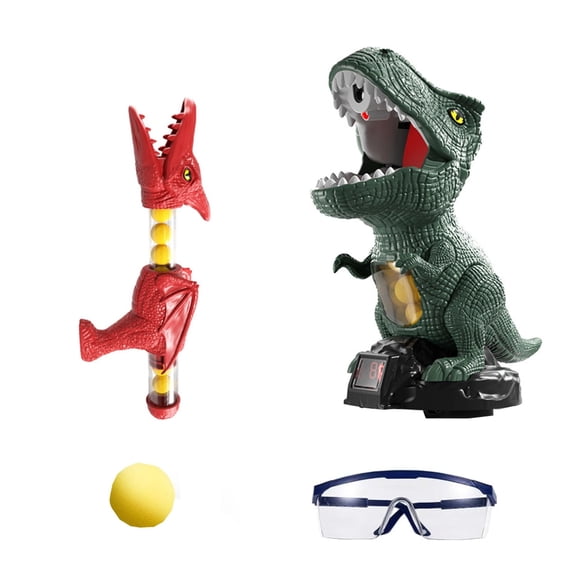 Dinosaur Shooting Toys with Air Pump Launcher,Movable Target Shooting Games for 4 5 6 7 8 Years Old with Foam Balls,LED Score Record,Spray Effect(1 Launcher)