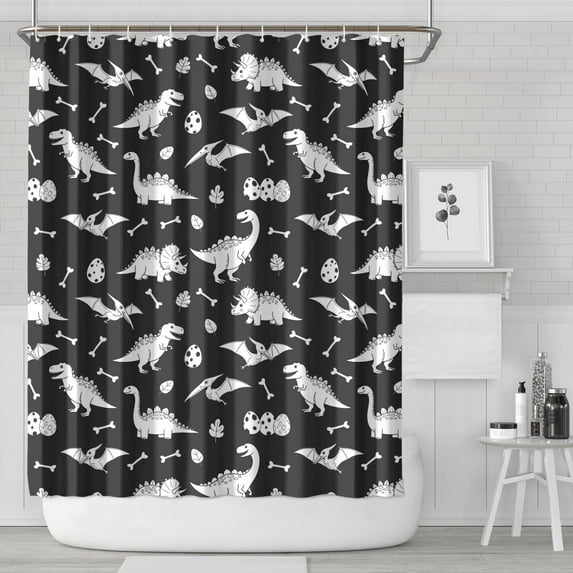 Dinosaur Silhouette Pattern Shower Curtain 72"x84" ,Bathroom Decorative Shower Curtains Set with 12 Hooks,Modern Waterproof Washable Shower Curtain