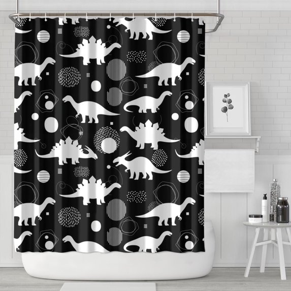 Dinosaur Silhouette Pattern Shower Curtain 84"x72" ,Bathroom Decorative Shower Curtains Set with 12 Hooks,Modern Waterproof Washable Shower Curtain