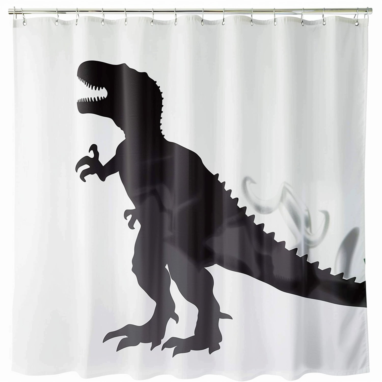 Dinosaur Silhouette Shower Curtain White Background T-Rex Design Ideal ...