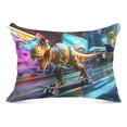 thumbnail image 1 of Dinosaur Skating Plush Pillow Cases Standard Size Ultra Soft Warm Pillowcases with Zipper 20"x26", 1 of 9