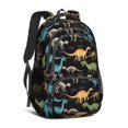 thumbnail image 1 of Dinosaur Skeleton Black Pattern Backpack for School, Cute School Bag with Adjustable Shoulder Straps and Padded Back, 16.9"x12.6"x5.9", 1 of 4