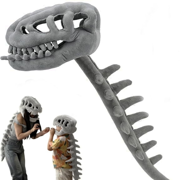 Dinosaur Skeleton Costume, 3D Spinosaurus Skull Mask & Plush Spine for Halloween, Cosplay, Dress-Up, Role Play(31.5")