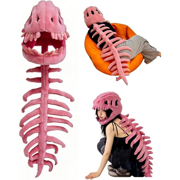 Dinosaur Skeleton Costume SetSpinosaurus-Style Dino Outfit – 3D Skull Headpiece & Spine for Dress-Up, Parties & Photos