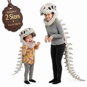 Plush Dinosaur Skeleton Costume with 3D Headgear for Halloween