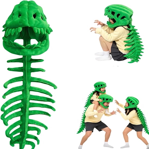 Dinosaur Skeleton Costume,3D Dinosaur Plush, Huggable Softness Skeleton Costume For Dress-Up, Halloween Parties & Photos,Green
