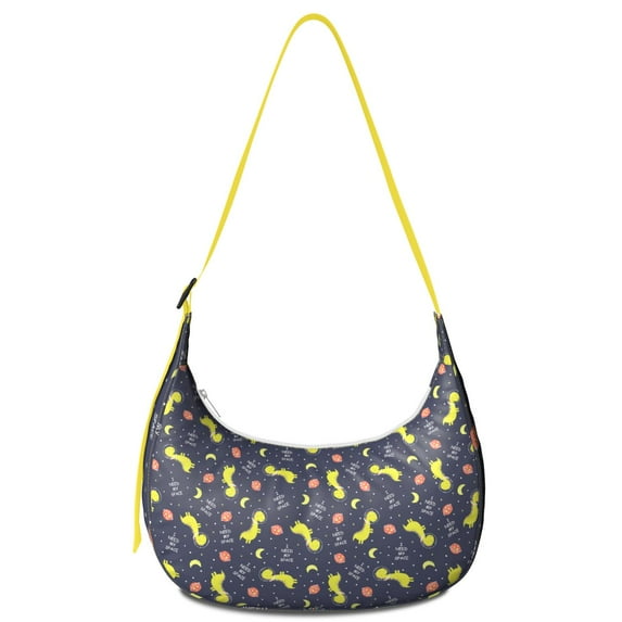 Dinosaur Skeleton Crescent Crossbody Bag for Women Mens, Funny Colorful Dino Lover Cartoon Pattern Shoulder Bag, Travel Picnic Travel Backpack for School Daily Commute