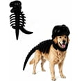 thumbnail image 1 of Dinosaur Skeleton Dog Costume, Prehistoric Bone Pet Costume (Black,40 in) | Costume with Dino Head Cover and Back Skeleton Design, Funny Halloween Dress Up Outfit for Dogs, Puppy Party Cosplay Outfit, 1 of 7
