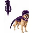thumbnail image 1 of Dinosaur Skeleton Dog Costume, Prehistoric Bone Pet Costume (Purple,40 in) | Costume with Dino Head Cover and Back Skeleton Design, Halloween Dress Up Outfit for Dogs, Puppy Party Cosplay Outfit, 1 of 7